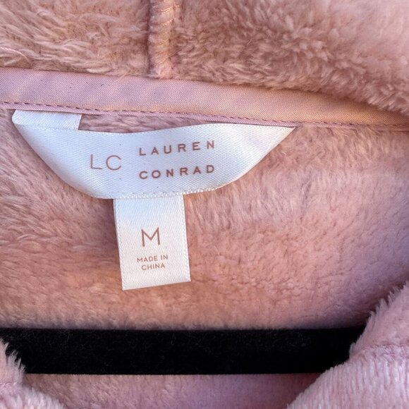 Lauren Conrad Womens Pink Thick Velour Long Sleeve Hooded Sweatshirt Top New M - Picture 5 of 12